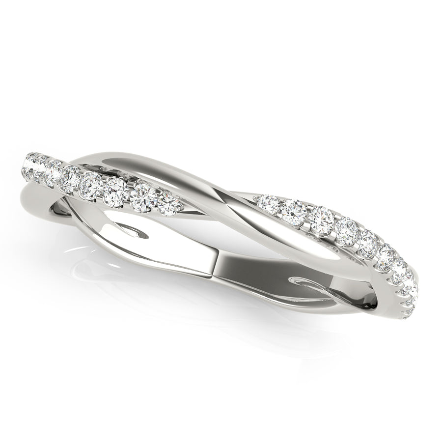 Twisted Diamond Wedding Band with 0.16 Carat Total Weight in SI1-SI2 G-H Quality Diamonds