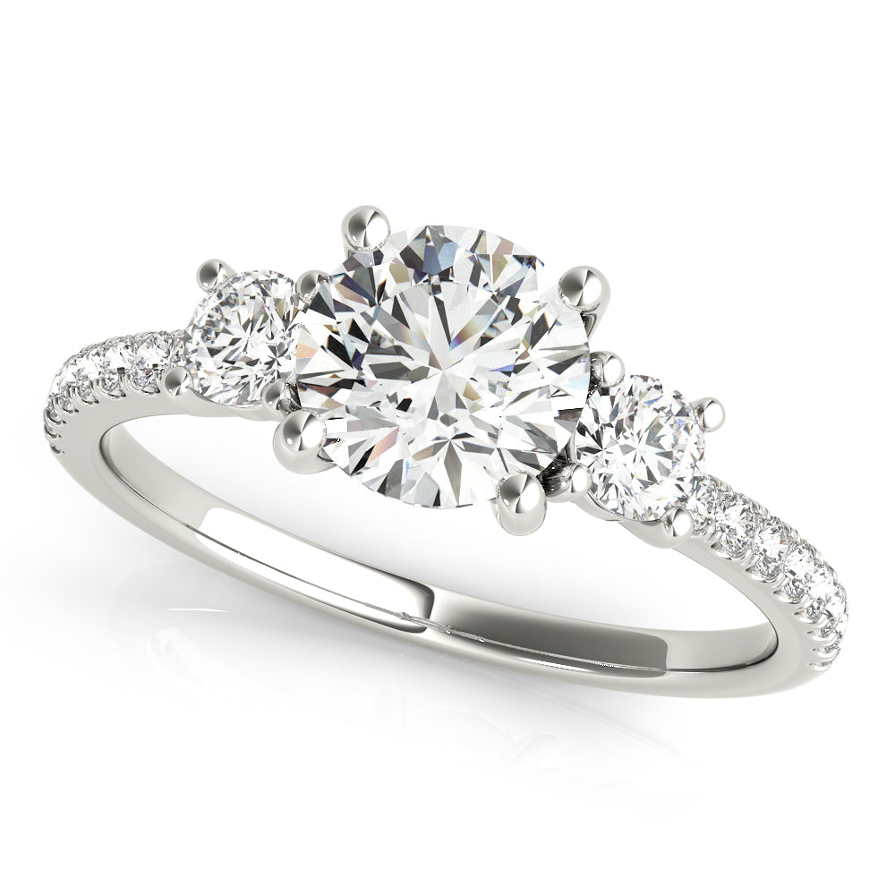 Elegant Three-Stone Diamond Engagement Ring with 2.4 Carat Total Weight, SI1-SI2 G-H Quality