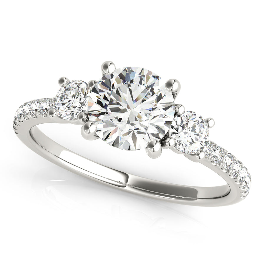 Elegant Three-Stone Diamond Engagement Ring with 2.4 Carat Total Weight, SI1-SI2 G-H Quality