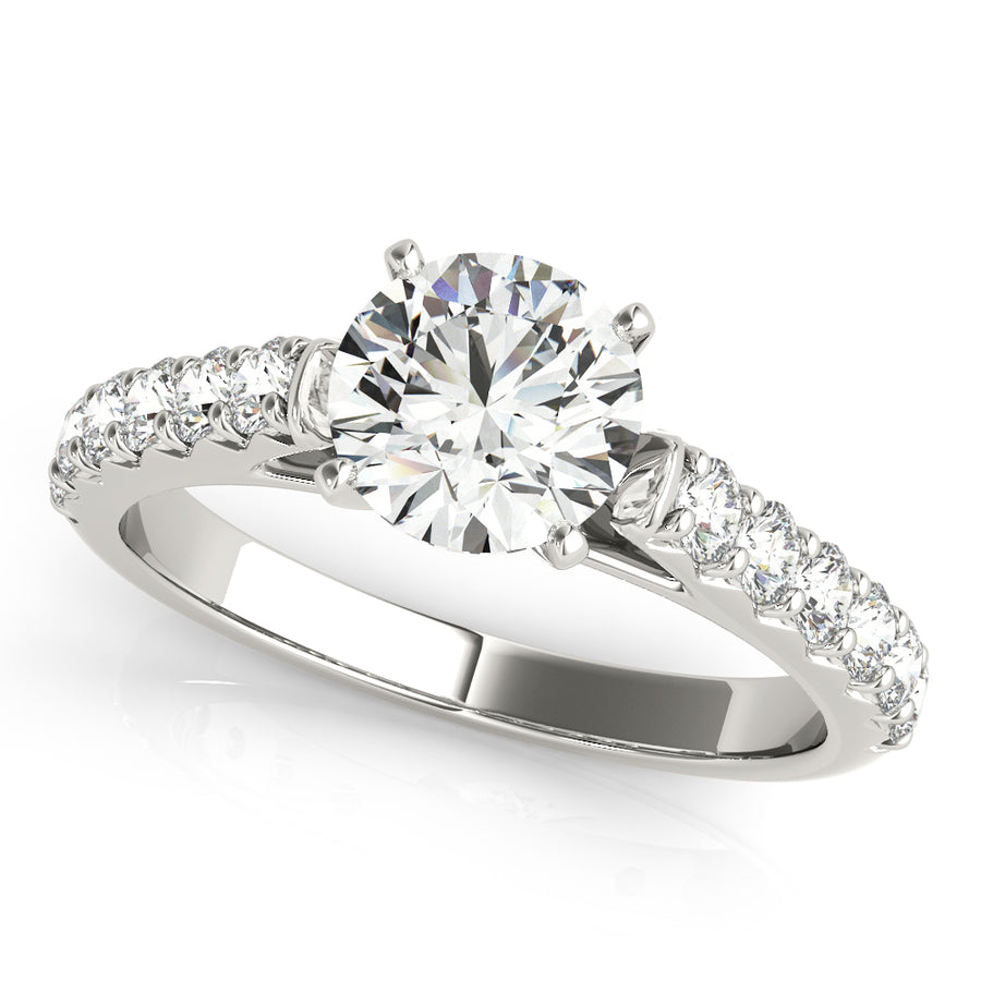 Cathedral-Style Diamond Semi-Mount Ring with 0.48 Carat Total Weight in G-H SI1-SI2 Quality