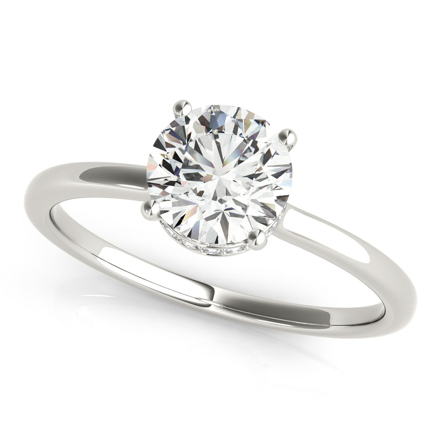 Elegant Round Diamond Engagement Ring Semi-Mount with 0.8640 Carat Total Weight