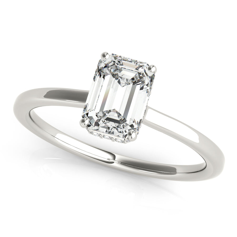 Emerald Cut Diamond Engagement Ring Semi-Mount with 0.66 Carat Total Weight, SI1-SI2 G-H Quality