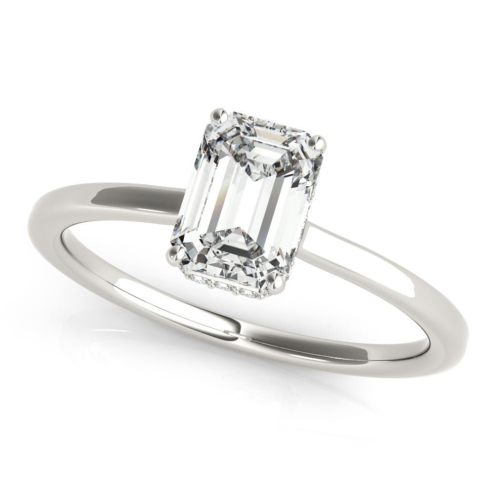 Emerald Cut Diamond Engagement Ring Semi-Mount with 3/8 Carat Total Weight