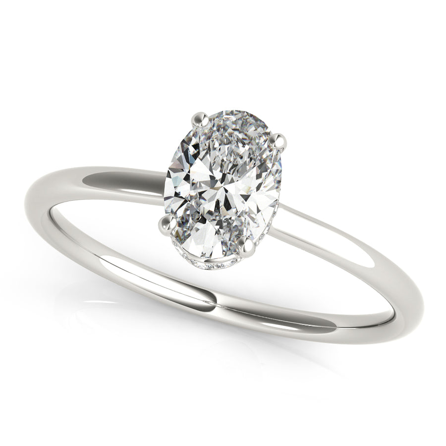 Oval Diamond Engagement Ring Semi-Mount with 1/10 Carat Total Weight Accents