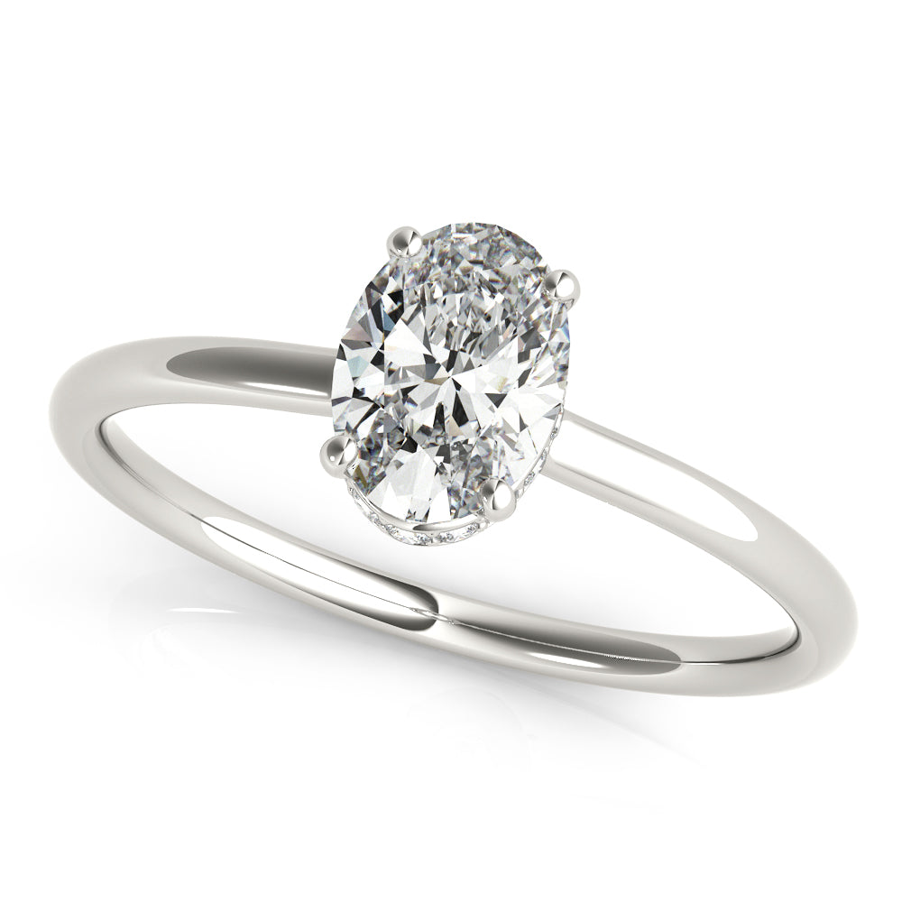 Oval Diamond Engagement Ring Semi-Mount with 1 Carat Total Weight, SI1-SI2 G-H Quality
