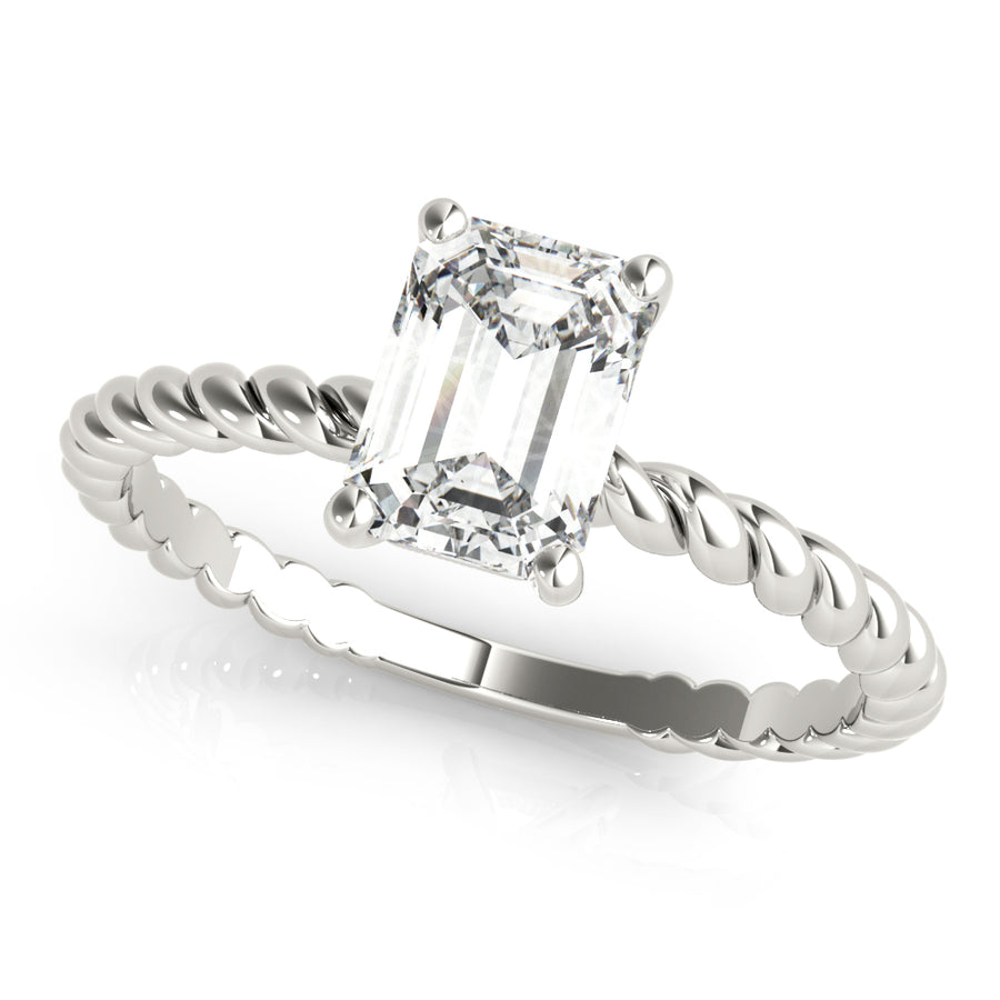 Twisted Shank Emerald Cut Diamond Ring with 1.5 Carat Total Weight G-H SI1-SI2 Diamonds
