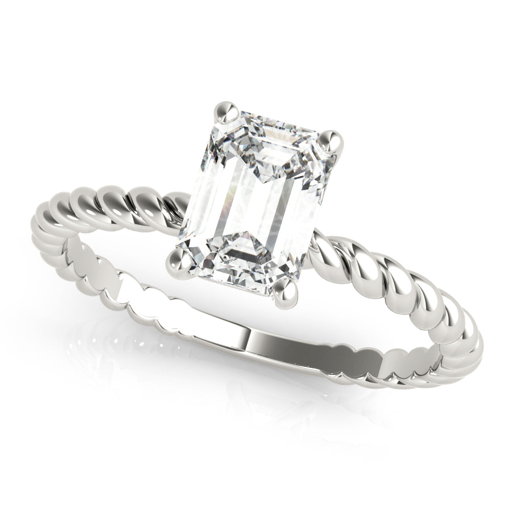 Twisted Shank Emerald Cut Diamond Ring with 2 Carat Total Weight, SI1-SI2 G-H Quality