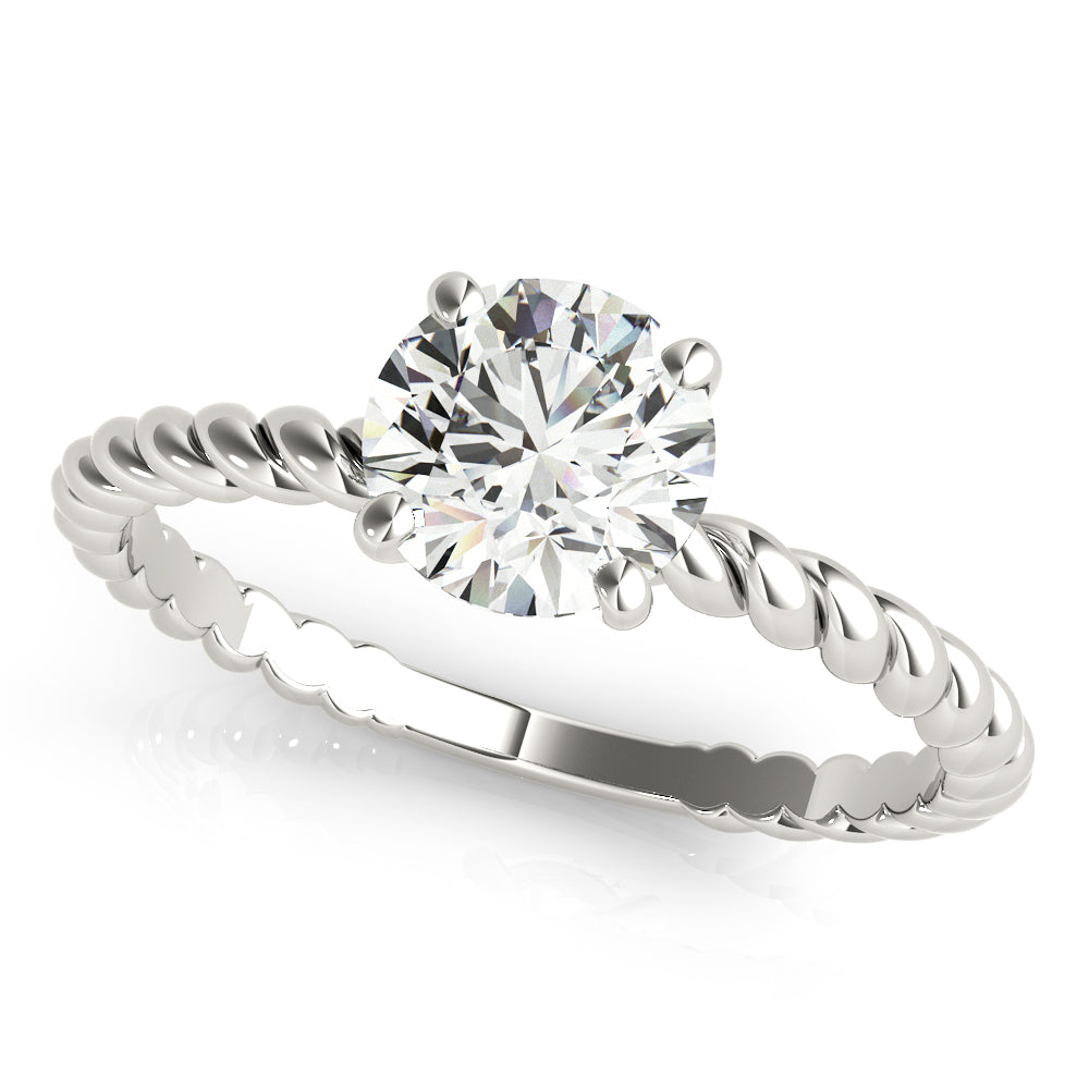 Twisted Shank Diamond Ring with 2 Carat Total Weight Round Center Stones, Polished Finish