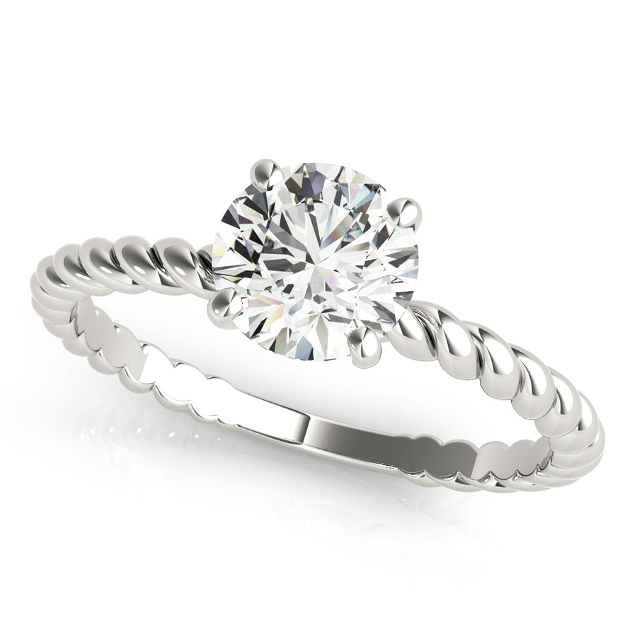 Twisted Shank Diamond Ring with 2 Carat Total Weight Round Center Stones, Polished Finish
