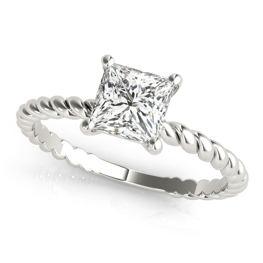 Twisted Shank Princess-Cut Diamond Ring with 1.5 Carat Total Weight, SI1-SI2 G-H Quality