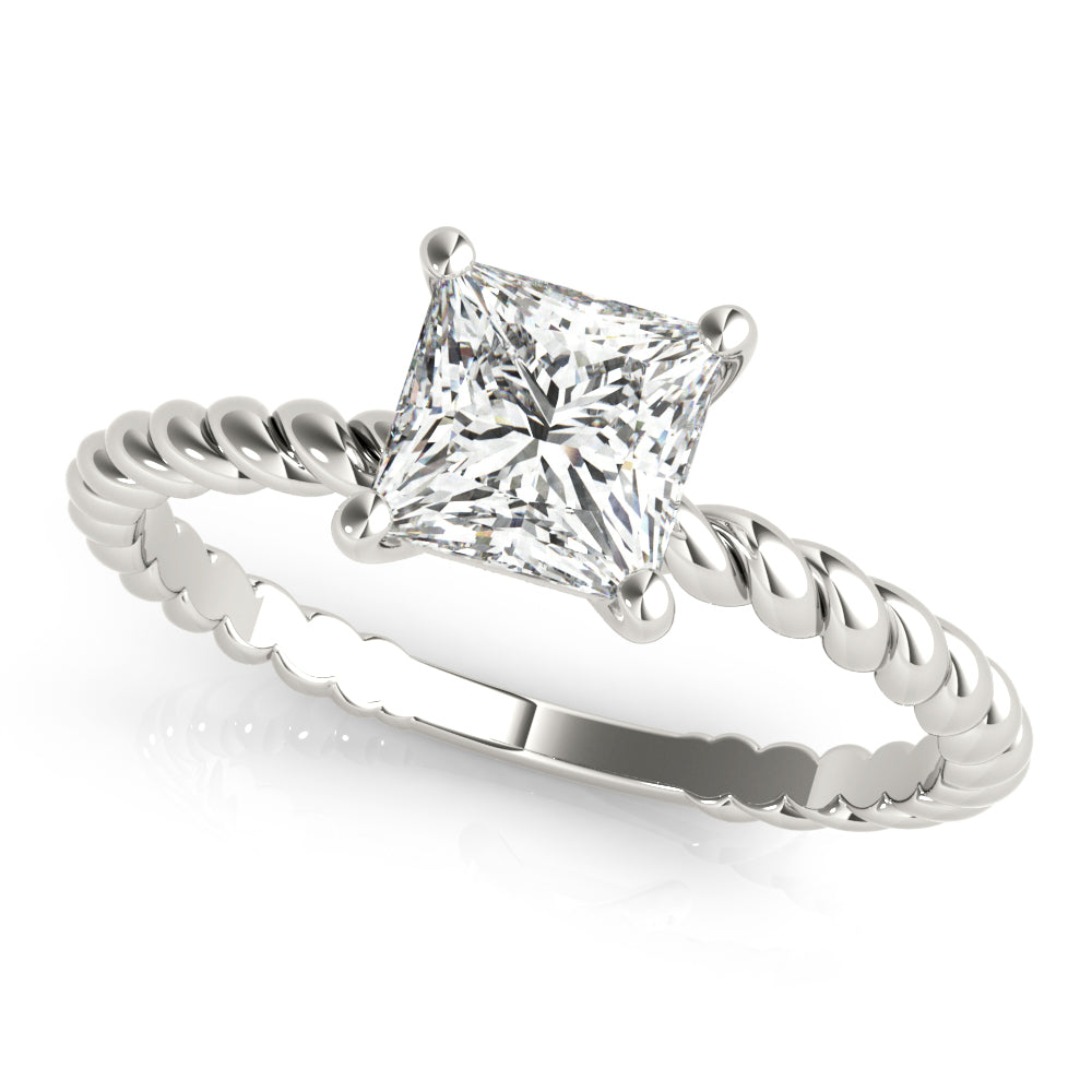 Twisted Shank Princess Cut Diamond Ring with 0.60 Carat Total Weight, SI1-SI2 G-H Quality