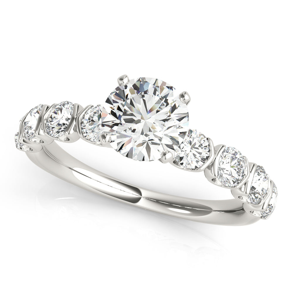 U-Prong Engagement Ring Semi-Mount with 0.48 Carat Total Diamond Weight, SI1-SI2 G-H Quality