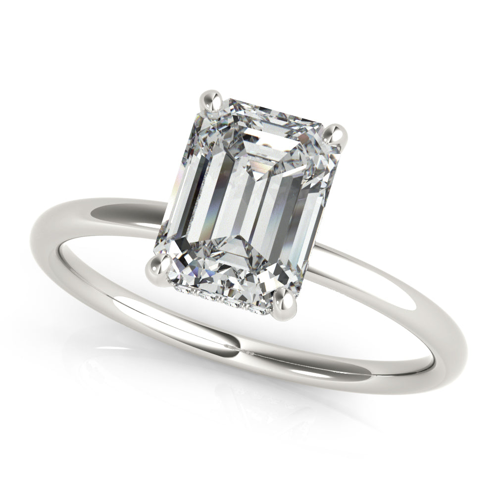 Emerald Cut Diamond Engagement Ring Semi-Mount with 1 Carat Total Weight, SI1-SI2 G-H Quality