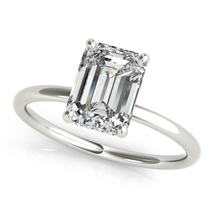 Emerald Cut Diamond Engagement Ring Semi-Mount with 1 Carat Total Weight, SI1-SI2 G-H Quality