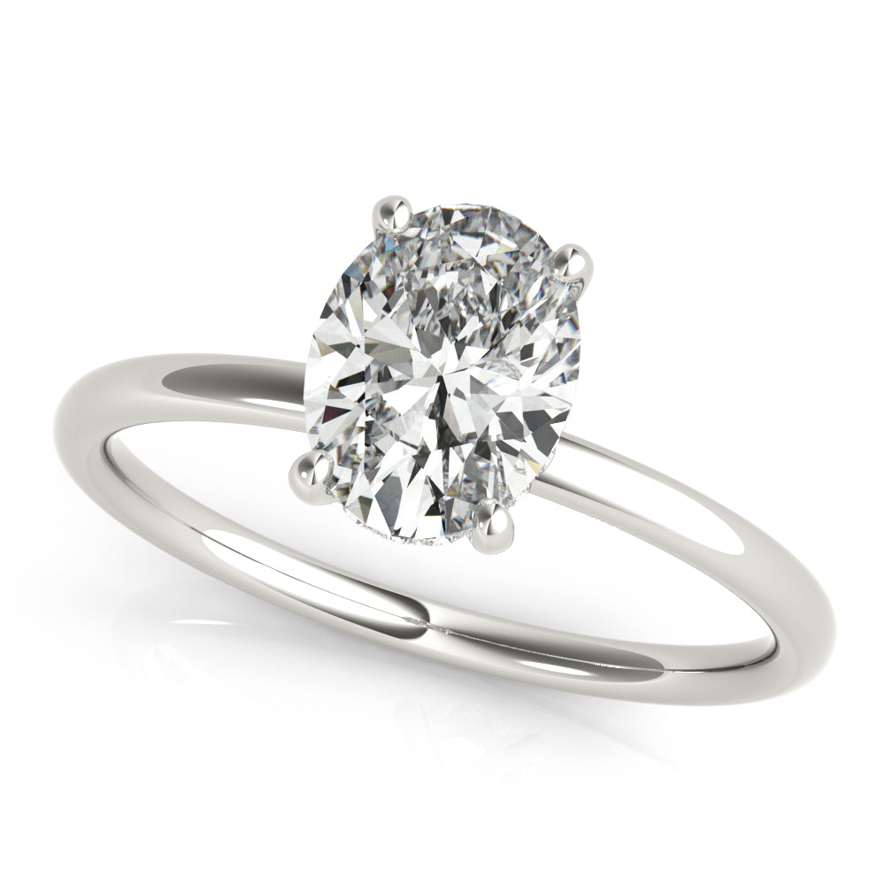Oval Diamond Engagement Ring Semi-Mount with 1 Carat Total Weight in G-H SI1-SI2 Diamonds