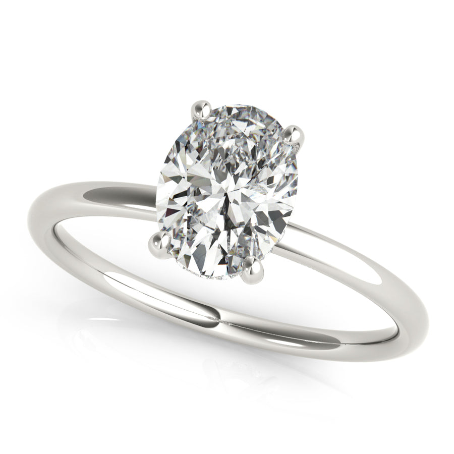 Oval Diamond Engagement Ring Semi-Mount with 1 Carat Total Weight in G-H SI1-SI2 Diamonds