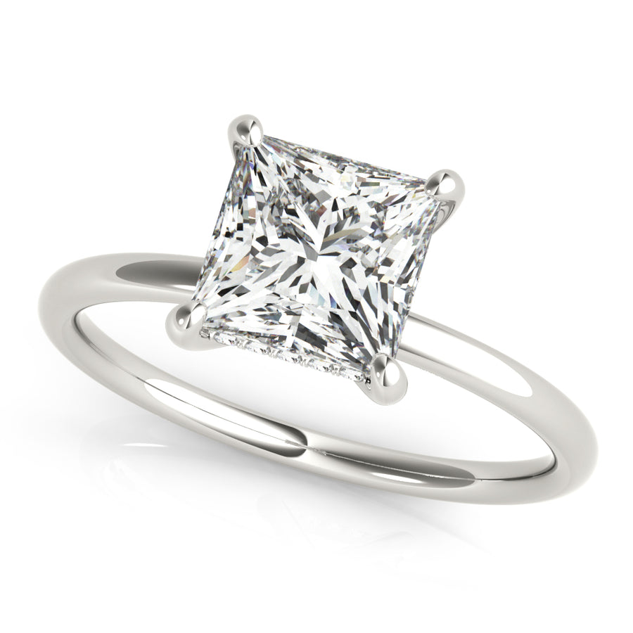 Princess Cut Diamond Engagement Ring Semi-Mount with 1.88 Carat Total Weight, SI1-SI2 G-H Quality