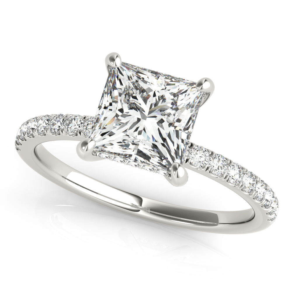 Princess Cut Diamond Semi-Mount Ring with 2 Carat Total Weight in SI1-SI2 G-H Quality
