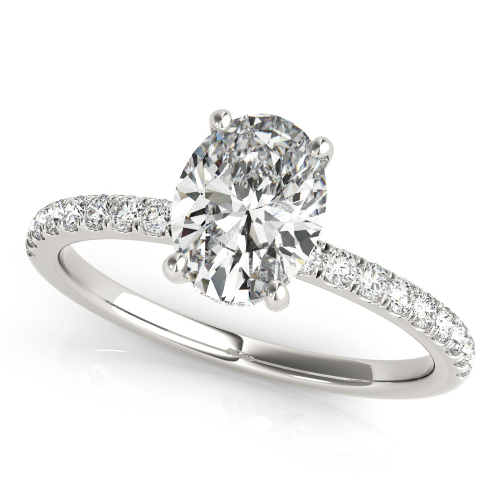 Oval Single Row Diamond Semi-Mount Ring with 1/3 Carat Total Weight