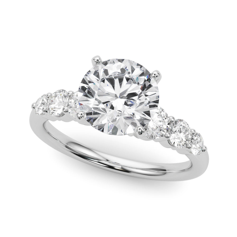 Elegant Single Row Diamond Ring Semi-Mount with 2.50 Carat Total Weight and 3.12 Carat Total Diam...