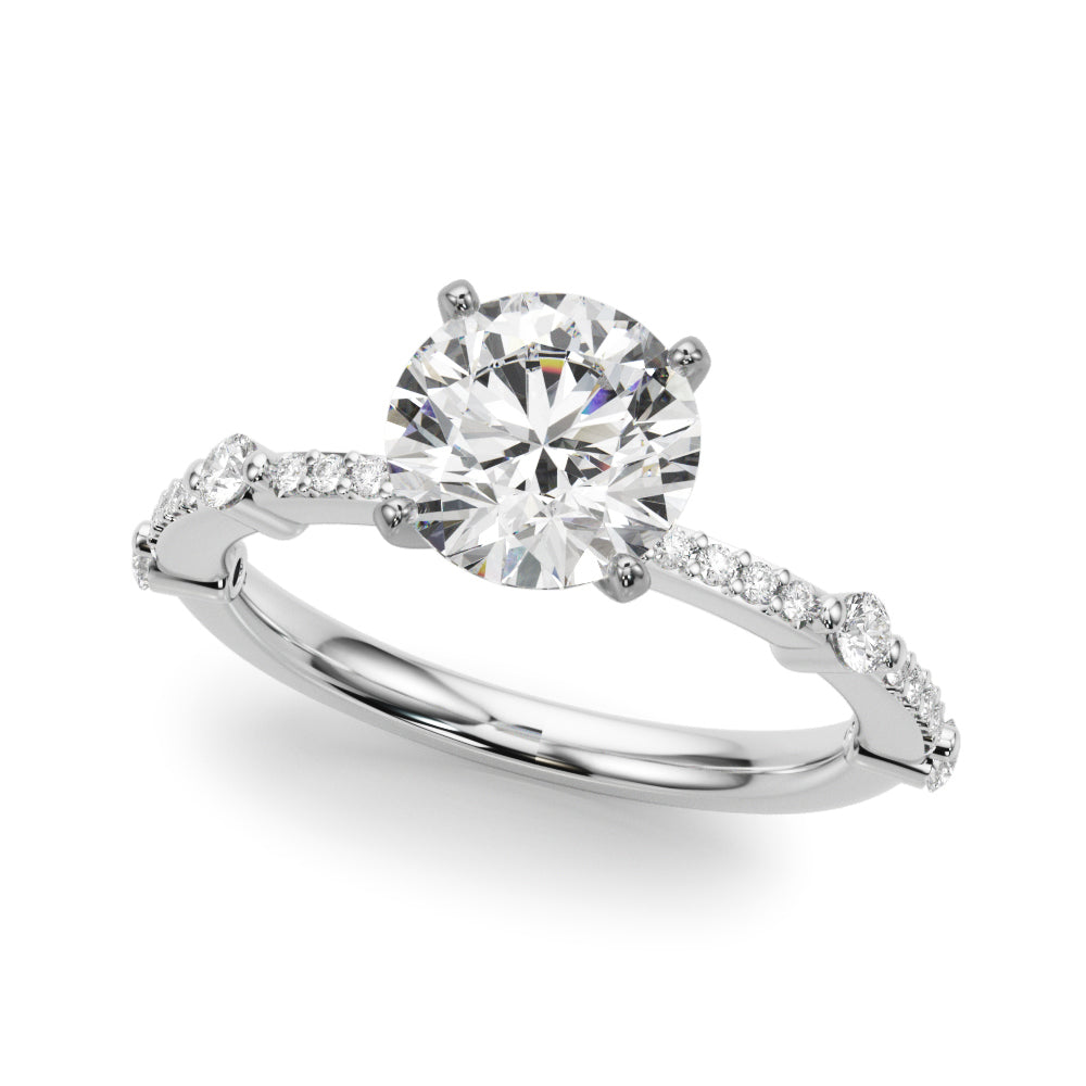 Single Row Diamond Engagement Ring Semi-Mount with 0.22 Carat Total Weight, SI1-SI2 G-H Quality