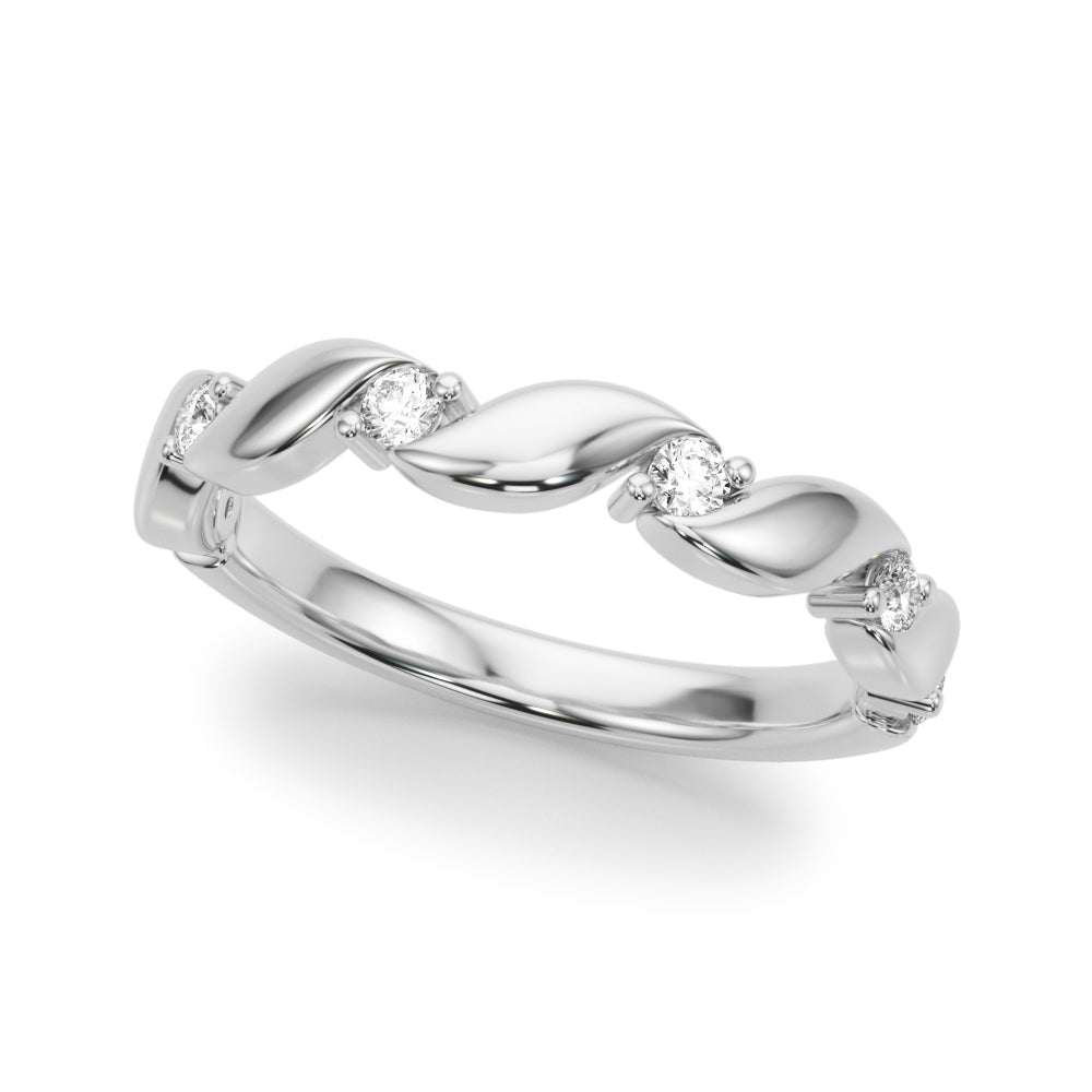 Twisted Diamond Wedding Band with 0.21 Carat Total Weight SI1-SI2 G-H Diamonds