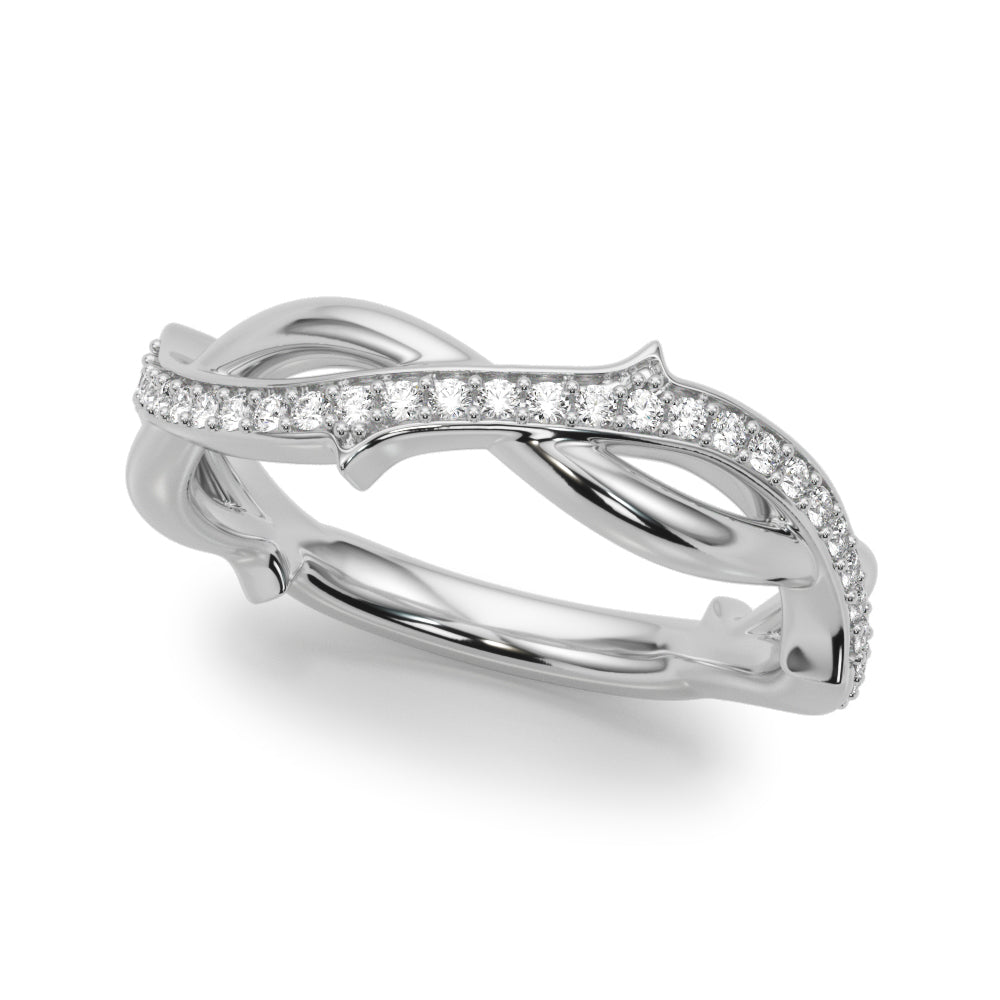 Twisted Wedding Band Ring with 0.185 Carat Total Diamond Weight in SI1-SI2 G-H Quality