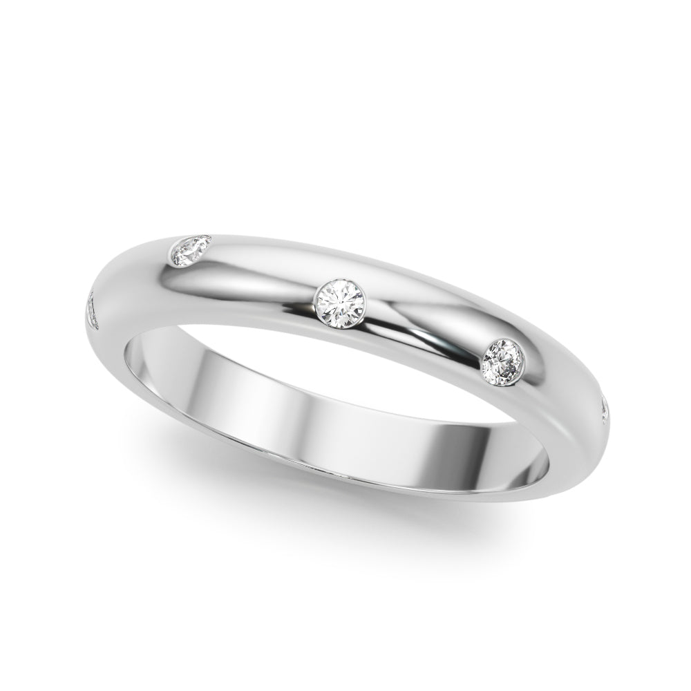Classic Straight Wedding Band with 1/8 Carat Total Weight Diamond Accents in G-H Color, SI1-SI2 C...