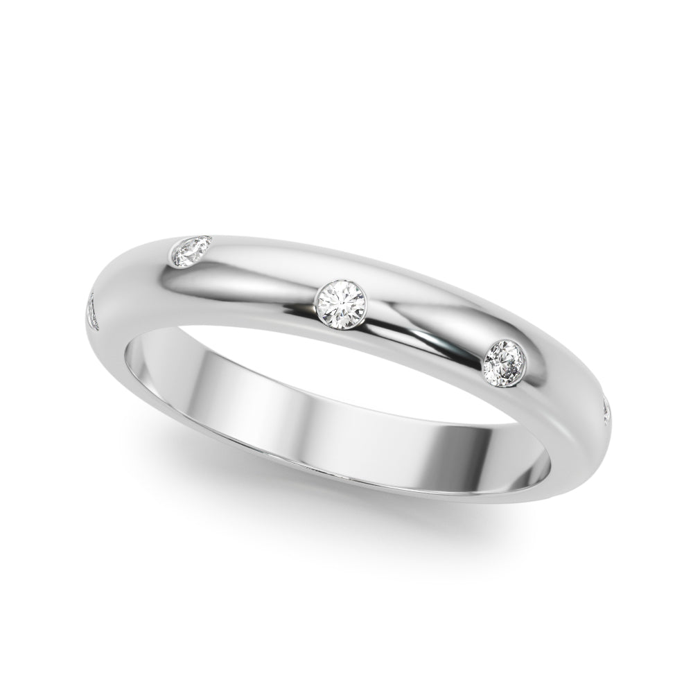 Classic Straight Wedding Band Ring with 1/8 Carat Total Weight Diamonds, SI1-SI2 Clarity, G-H Color