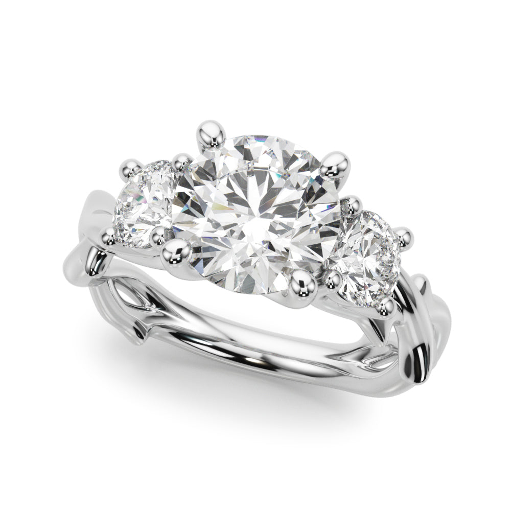 Elegant Three-Stone Diamond Ring with Twisted Band, 3.8 Carat Total Weight, SI1-SI2 G-H Quality