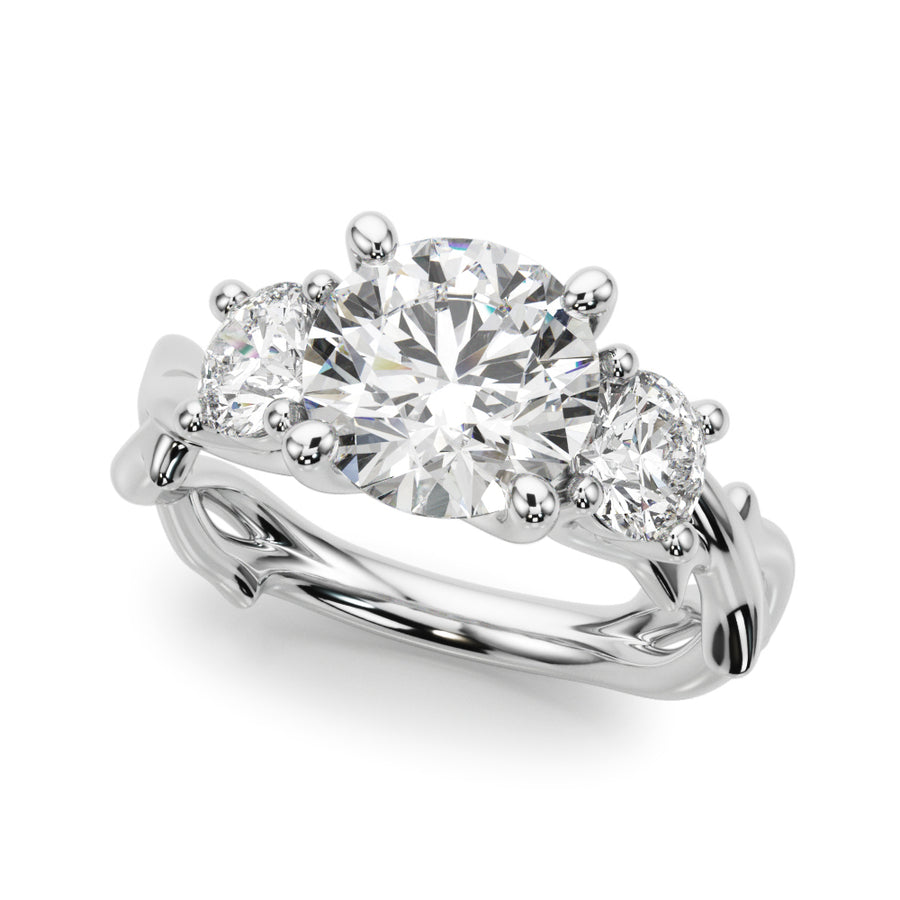 Elegant Three-Stone Diamond Ring with Twisted Band, 3.8 Carat Total Weight, SI1-SI2 G-H Quality