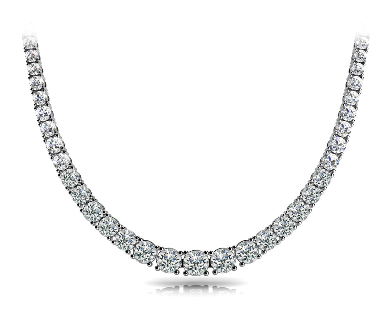 Elegant Graduated Diamond Basket Ring with 12.4 Carat Total Weight, SI1-SI2 G-H Quality