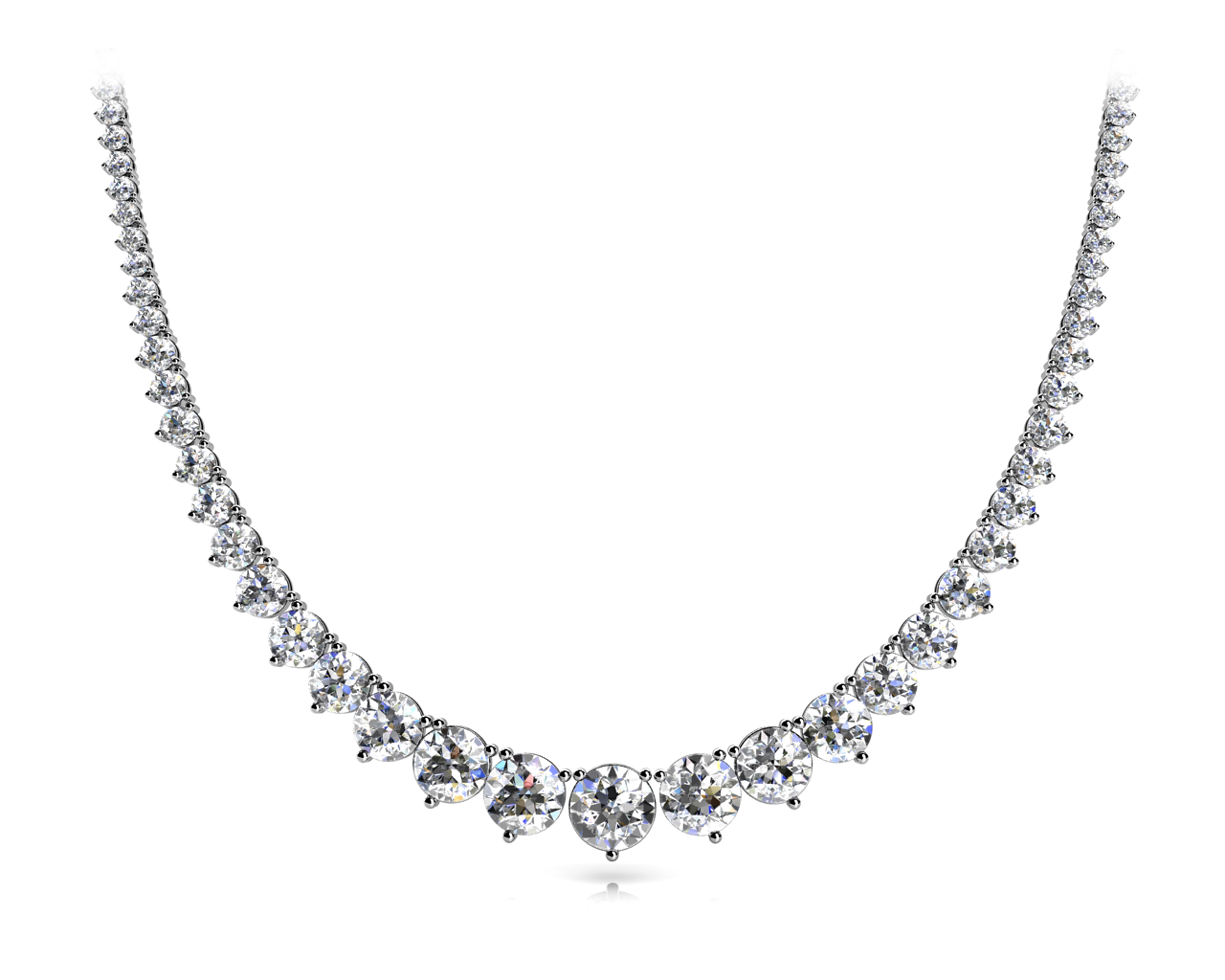 Elegant Graduated Diamond Necklace with 11.42 Carats in Prong Setting