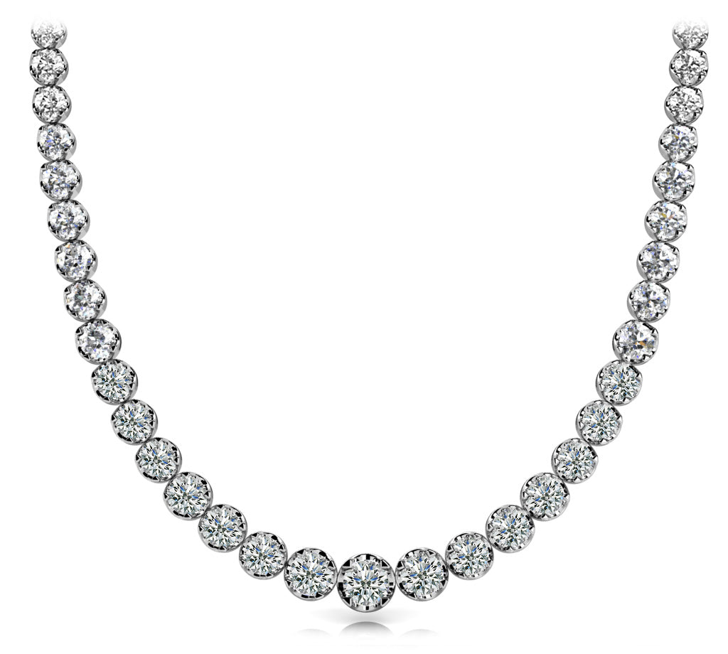 Elegant Graduated Diamond Necklace with 14 Carat Total Weight in SI1-SI2 G-H Quality