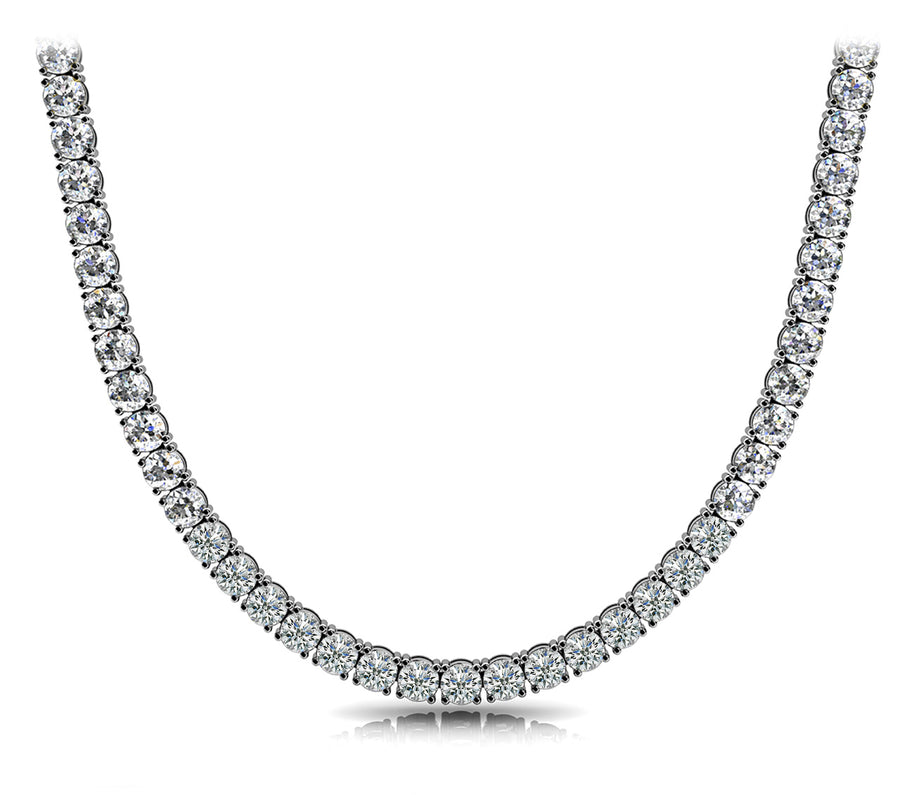 39.5 Carat Total Weight Four-Prong Riviera Diamond Necklace in Complete Finish