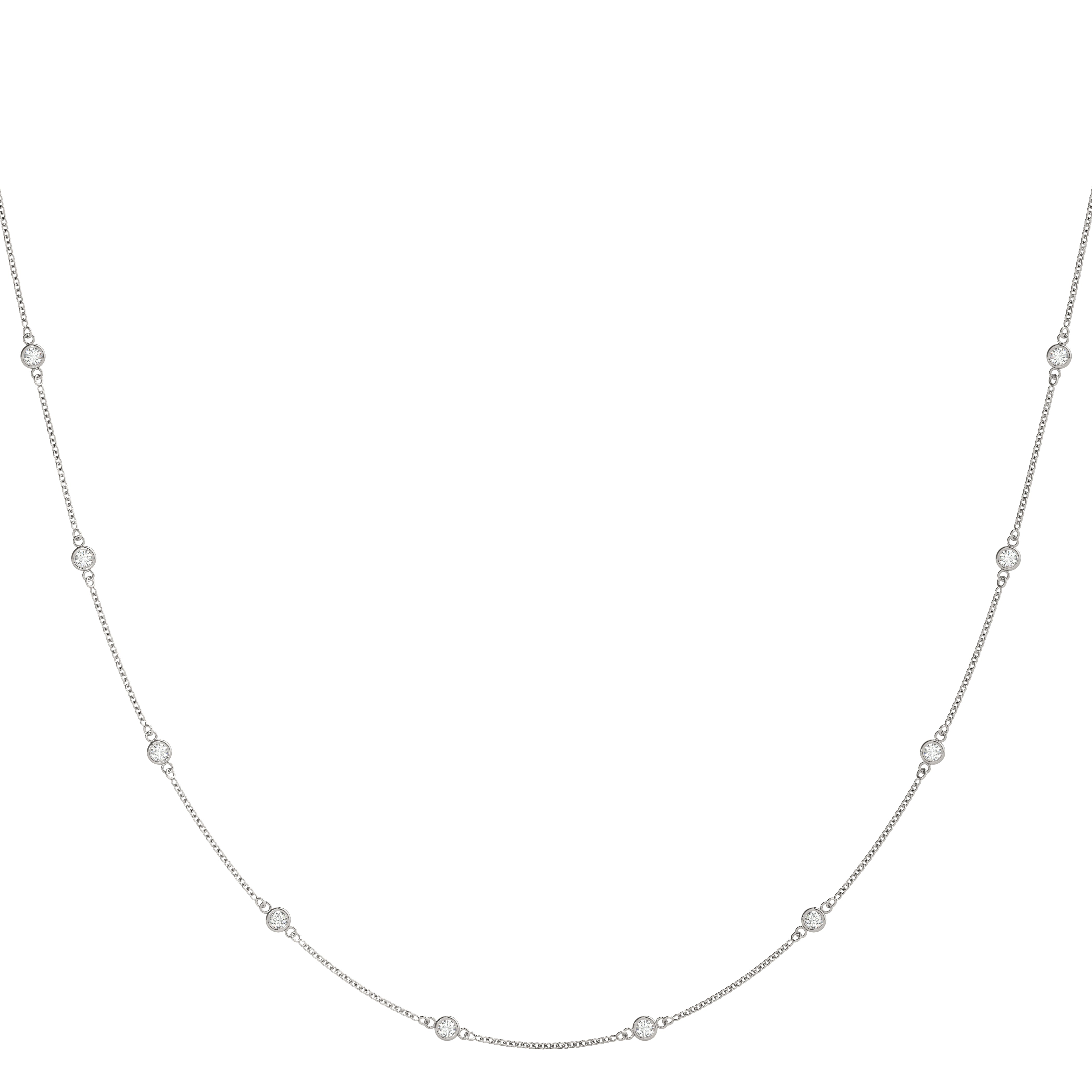 1.25 Carat Total Weight Diamond Station Necklace with 1.1mm Bead Setting