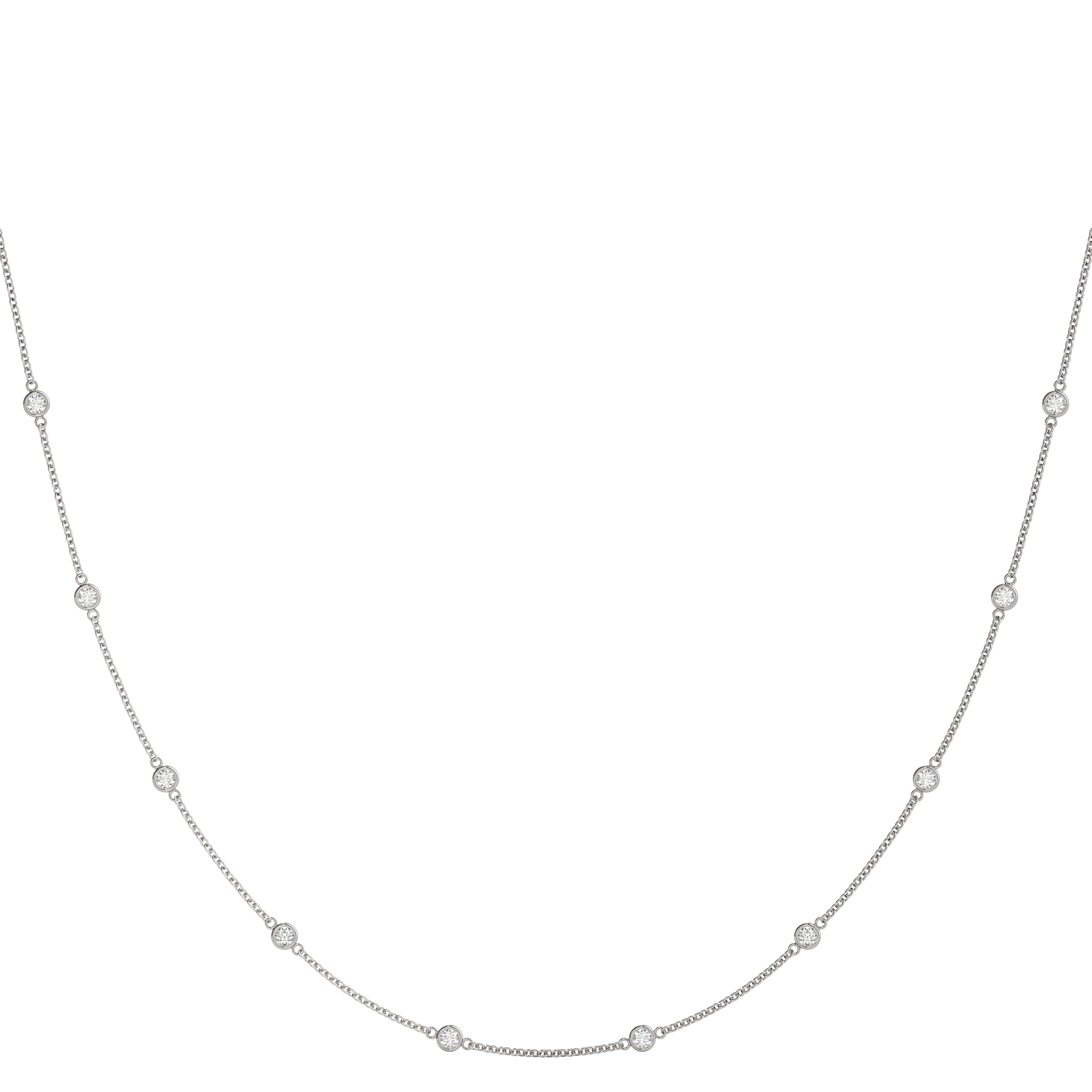 Delicate 1.2mm Diamond Station Necklace with 1/2 Carat Total Weight SI1-SI2 G-H Diamonds