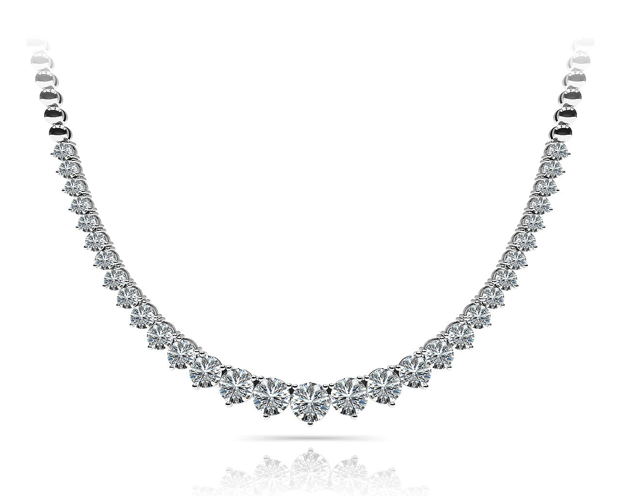 Elegant Graduated Prong-Set Diamond Necklace with 2 Carat Total Weight