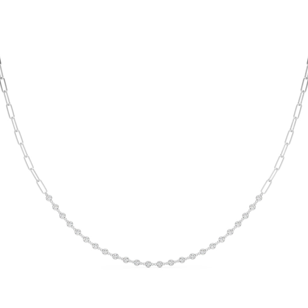 17 Inch Diamond Paper Clip Necklace with 7/8 Carat Total Weight SI1-SI2 G-H Diamonds