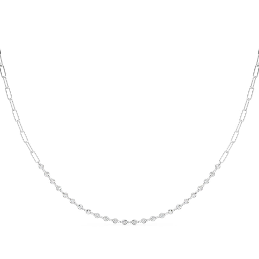 17 Inch Diamond Paper Clip Necklace with 7/8 Carat Total Weight SI1-SI2 G-H Diamonds