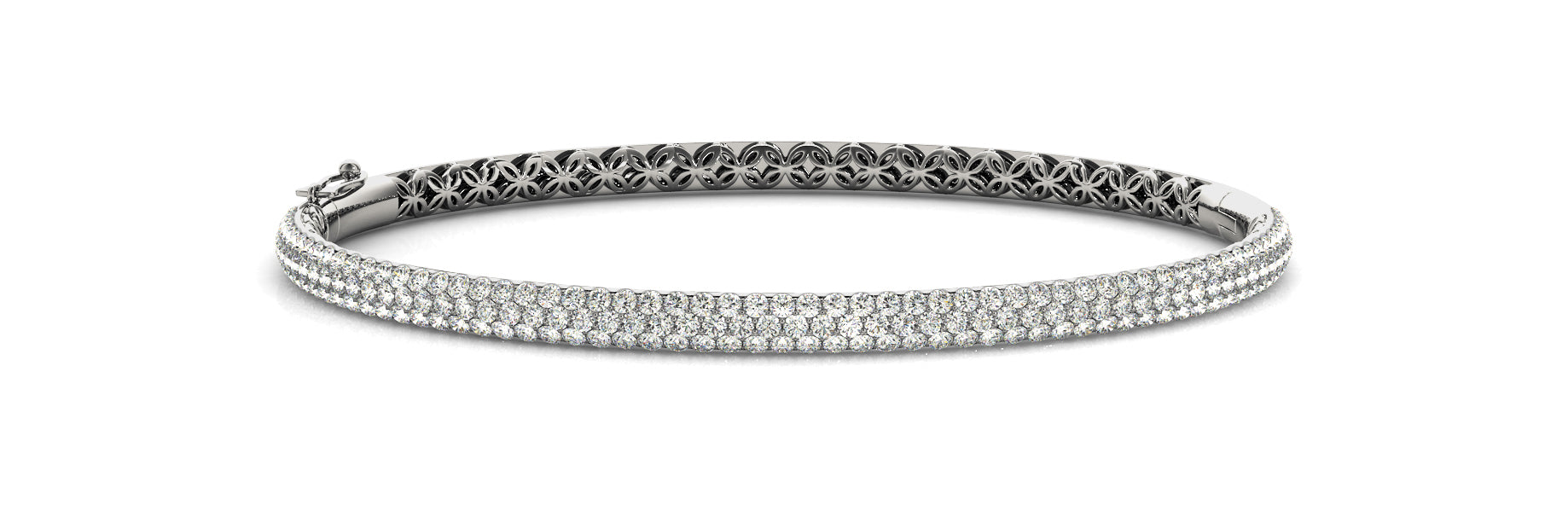 Elegant Multi-Row Diamond Bangle with 2.625 Carat Total Weight in SI1-SI2 G-H Quality
