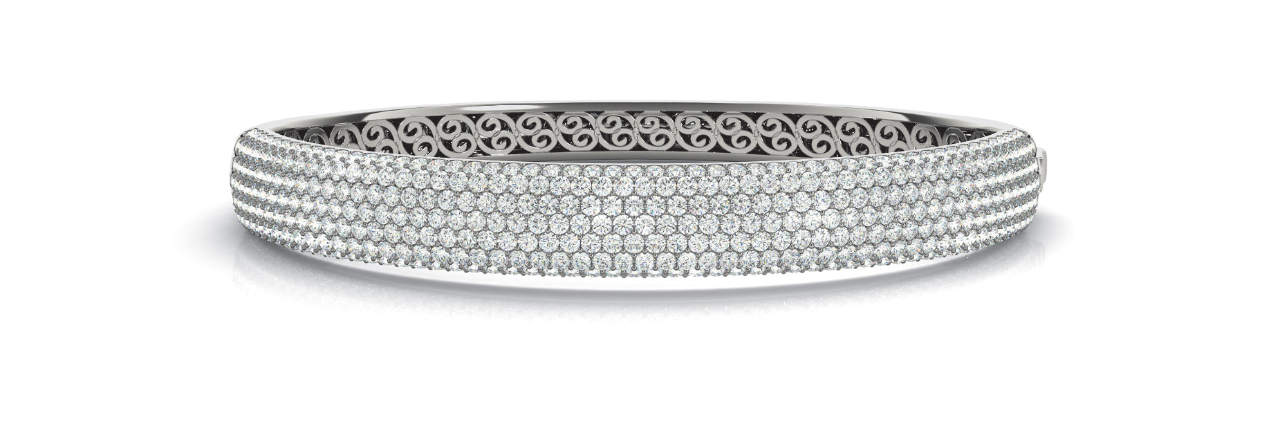 Elegant Multi-Row Diamond Bangle with 6.69 Carat Total Weight in G-H SI1-SI2 Quality
