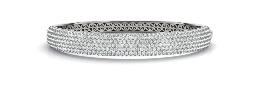 Elegant Multi-Row Diamond Bangle with 6.69 Carat Total Weight in G-H SI1-SI2 Quality