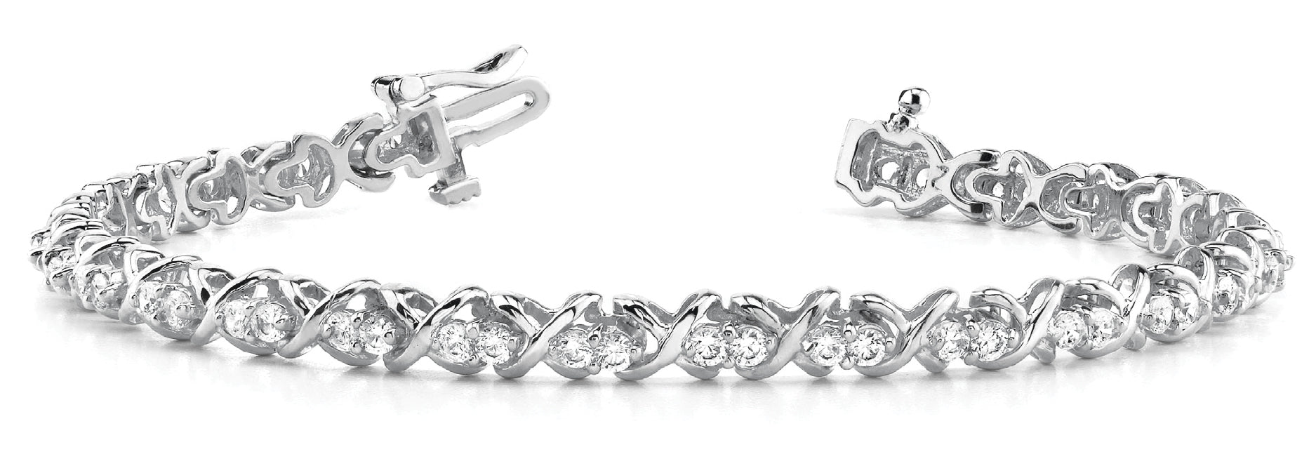 Elegant XO Line Bracelet with 4 Carat Total Weight Diamonds in G-H Color, SI1-SI2 Clarity
