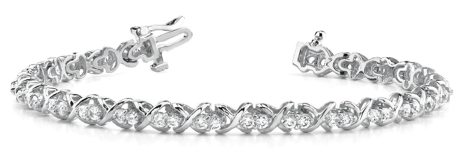 Elegant XO Line Bracelet with 4 Carat Total Weight Diamonds in G-H Color, SI1-SI2 Clarity