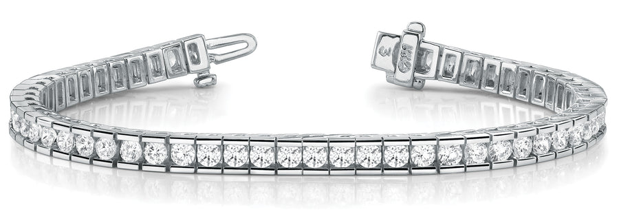 Elegant Channel-Set Diamond Bracelet with 4.20 Carat Total Weight, SI1-SI2 G-H Quality