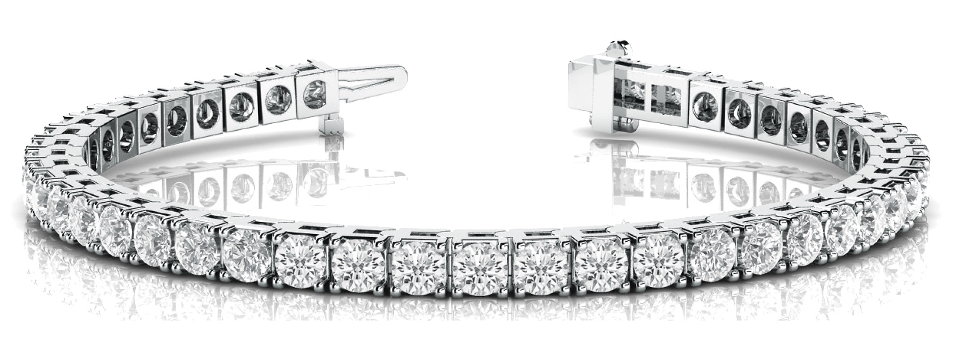 21 Carat Total Weight Diamond Line Bracelet with Prong Setting in SI1-SI2 G-H Quality