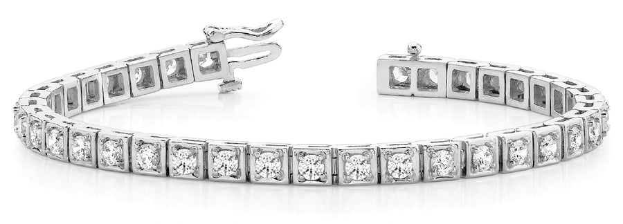 Illusion Set Diamond Bracelet with 5 Carat Total Weight in G-H SI1-SI2 Quality