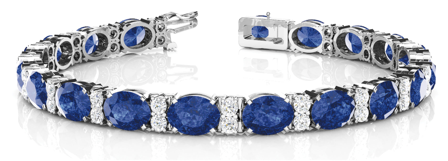 Polished Diamond Tennis Bracelet with 2.38 Carat Total Weight in G-H Color, SI1-SI2 Clarity