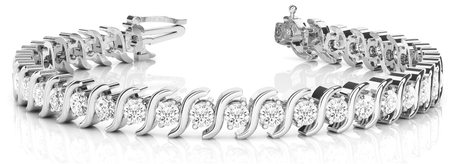 Elegant S-Link Diamond Bracelet with 1 Carat Total Weight in SI1-SI2 G-H Quality